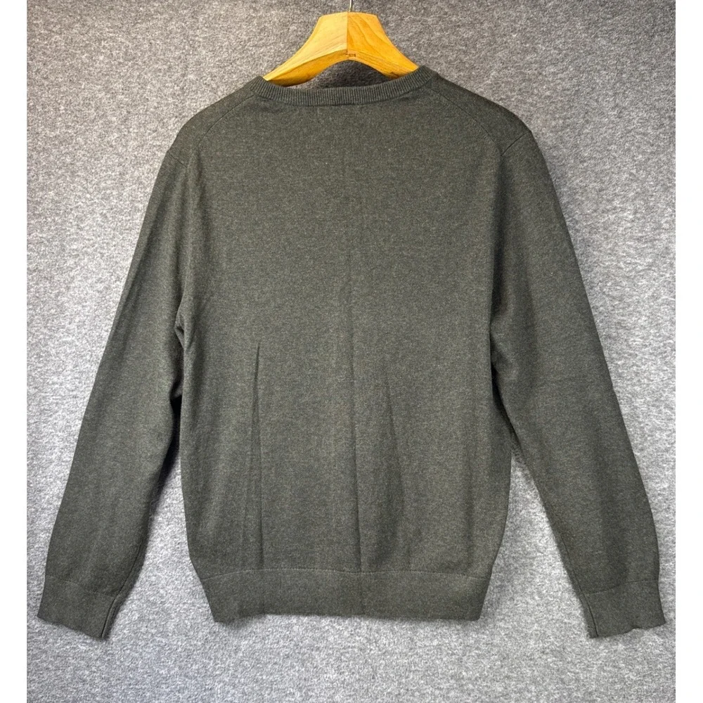 Banana Republic V-Neck Sweater Mens L Olive Preppy Lux Silk Cashmere Blend Money